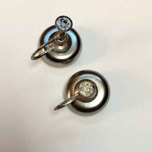 Vintage Sterling Faux Pearl Screw Back Earrings - Picture 7 of 10
